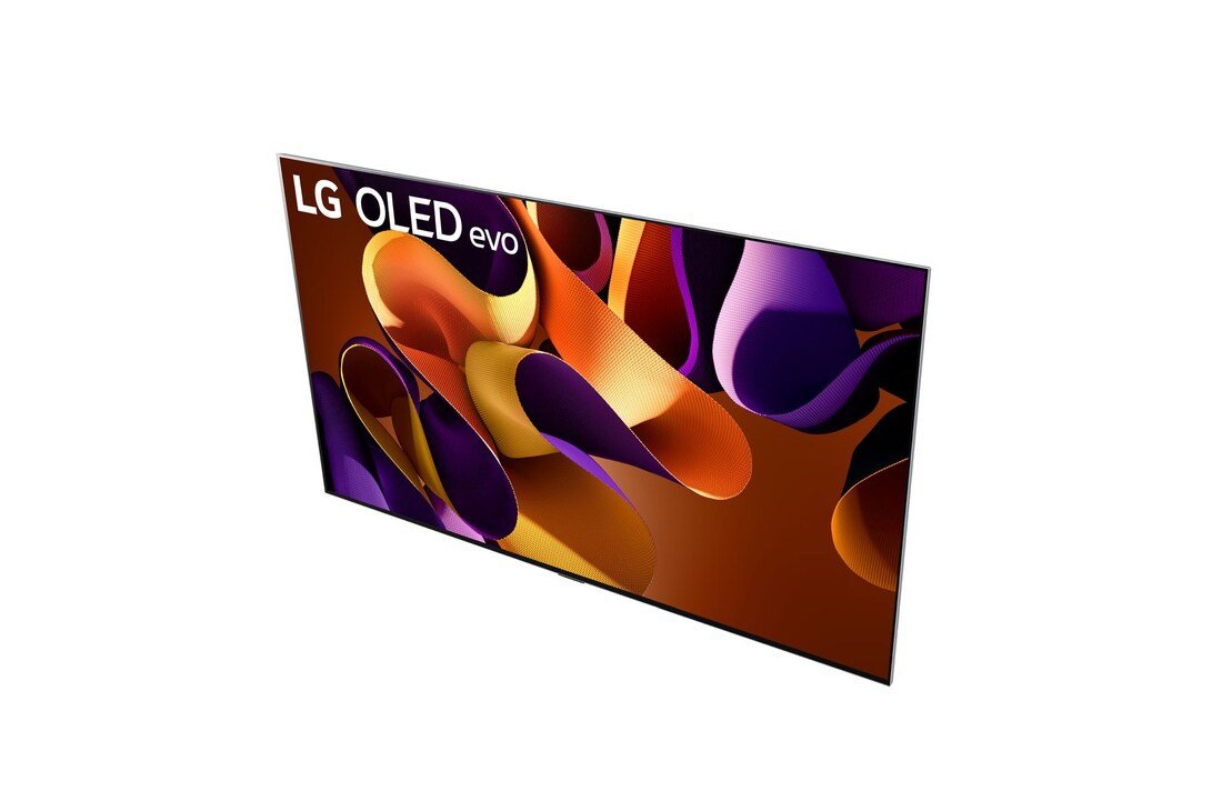 Vista laterale destra del TV LG OLED evo, OLED G4 sulla parete